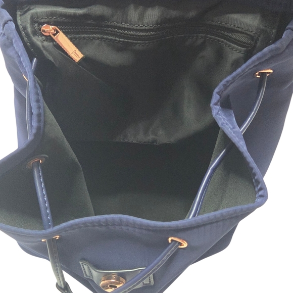 Ted Baker London Navy Nylon Drawstring Backpack Flap Top Handle Mini Bag - Picture 10 of 12